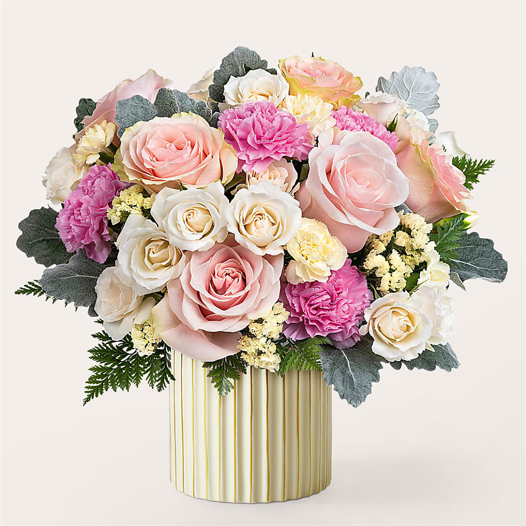 Blissful Moments Bouquet with Ivory Vase – Twigs N Blooms, Gaylord MI