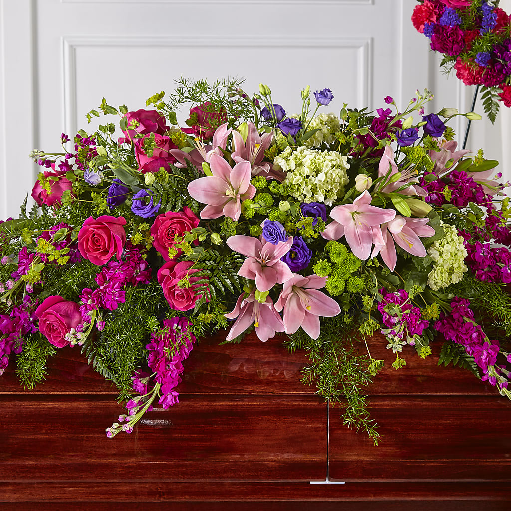 Radiant Tribute Casket Spray – Twigs N Blooms, Gaylord MI