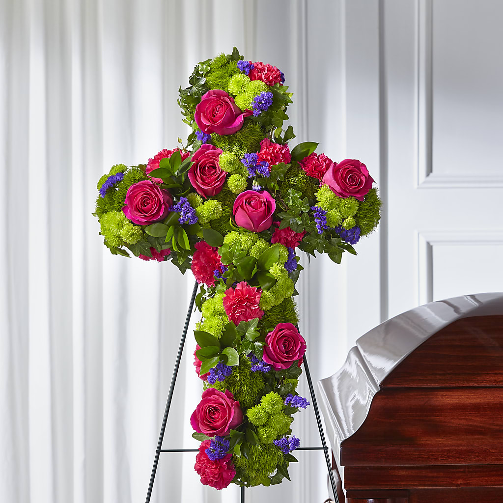 Tribute Rose Floral Cross – Twigs N Blooms, Gaylord MI