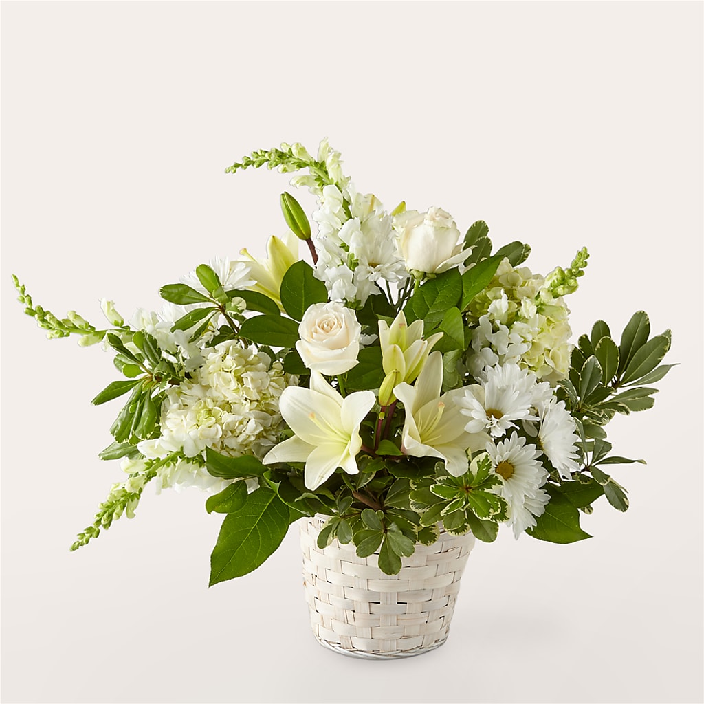 Ivory Elegance Floral Basket – Twigs N Blooms, Gaylord MI