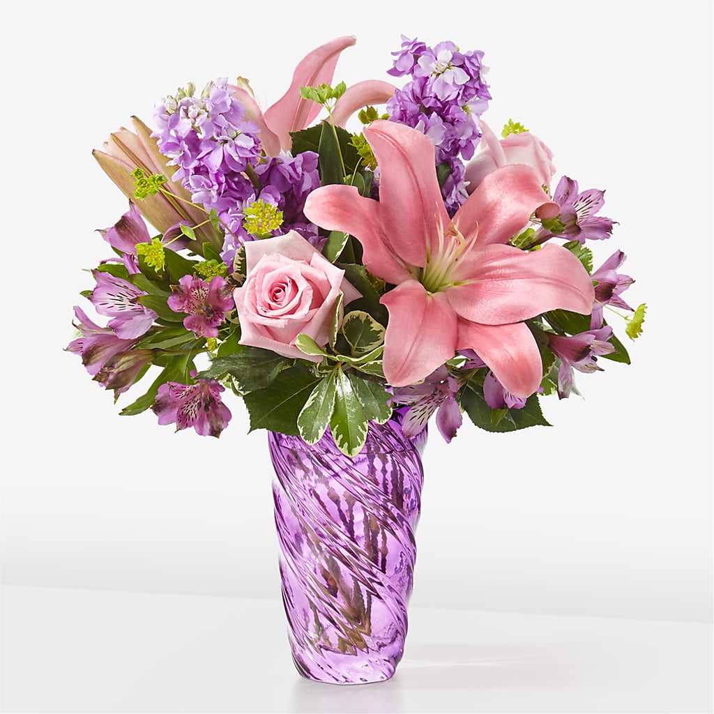 Precious Petals Bouquet with Luxe Swirl Vase – Twigs N Blooms, Gaylord MI
