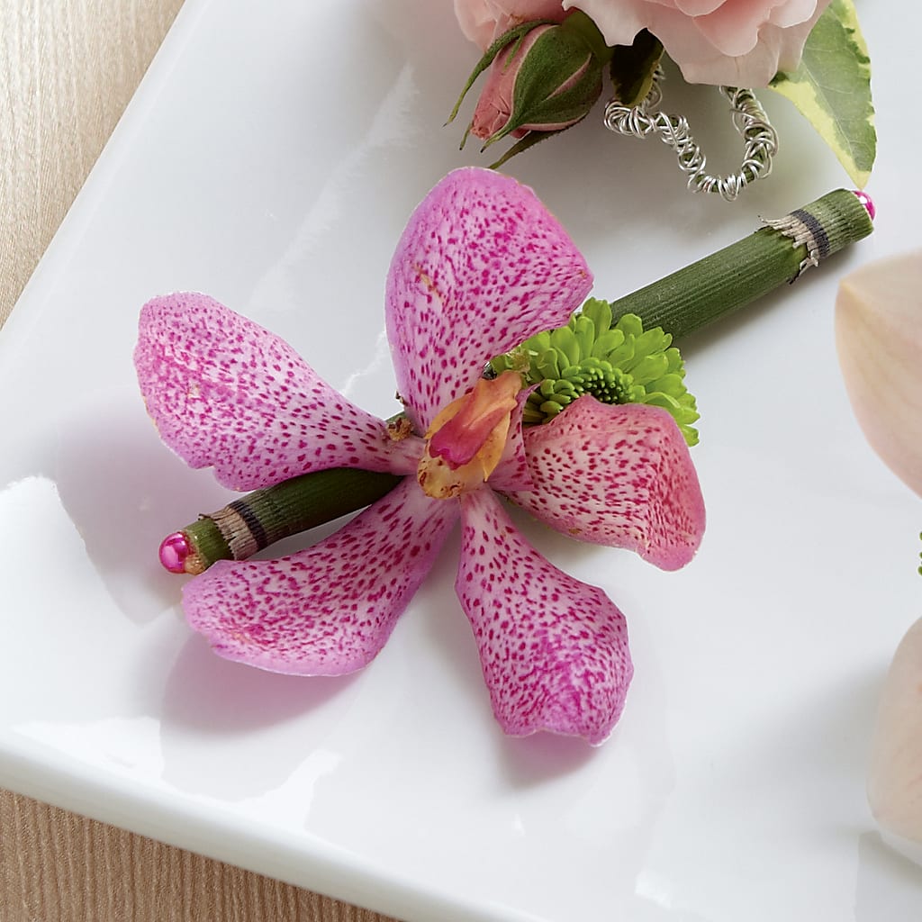 Pink Mokara Boutonniere – Twigs N Blooms, Gaylord MI