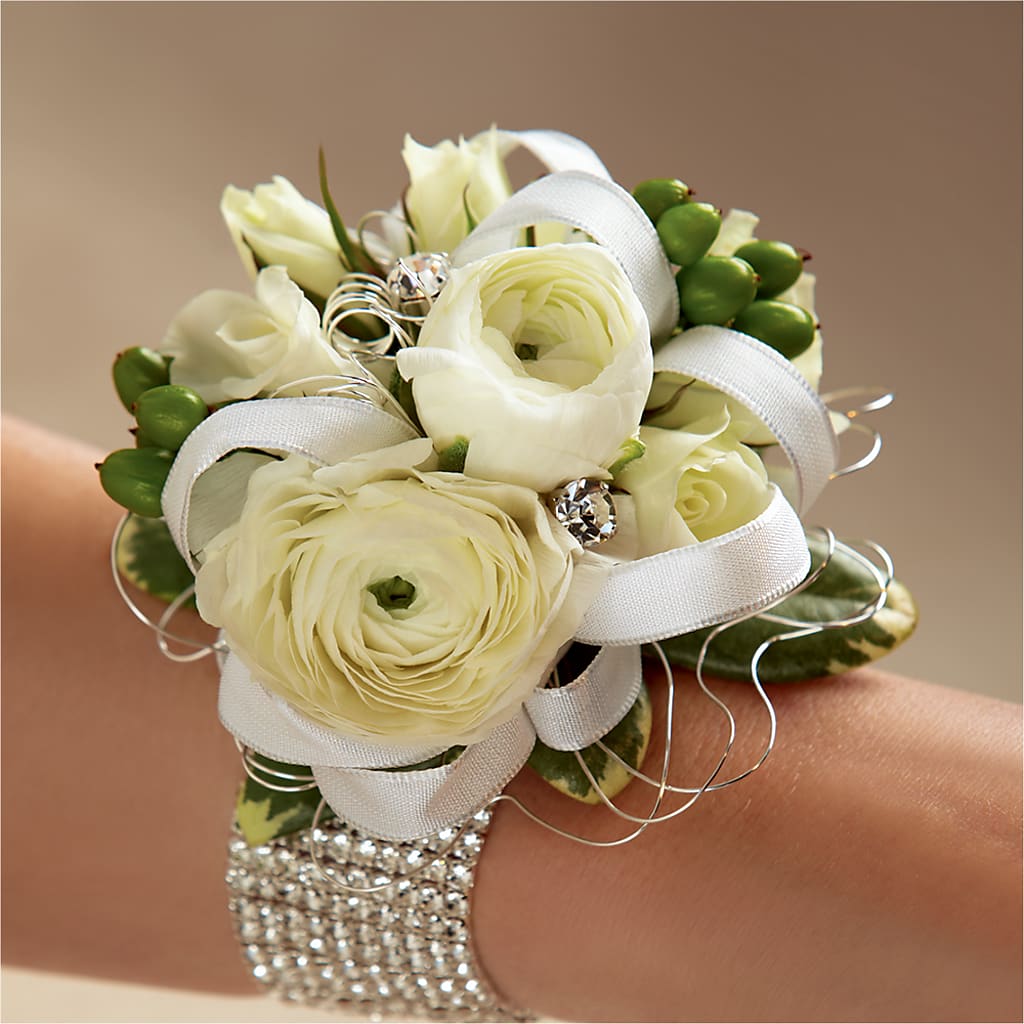 White Wedding Corsage – Twigs N Blooms, Gaylord MI
