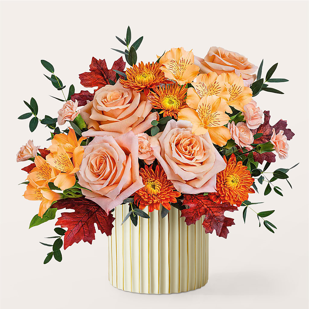 Spiced Latte Bouquet with Ivory Vase –  Twigs N Blooms, Gaylord MI