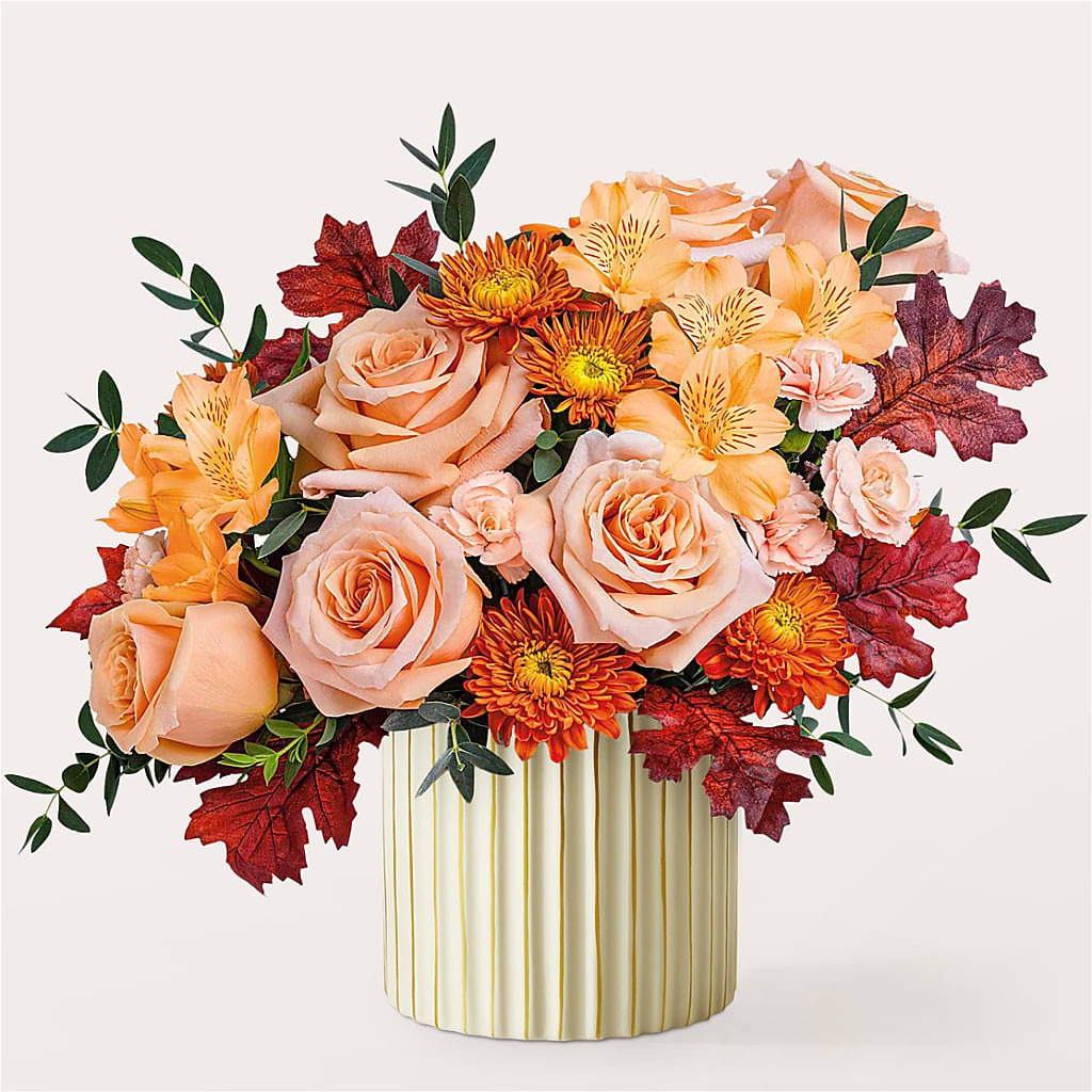 Spiced Latte Bouquet with Ivory Vase –  Twigs N Blooms, Gaylord MI