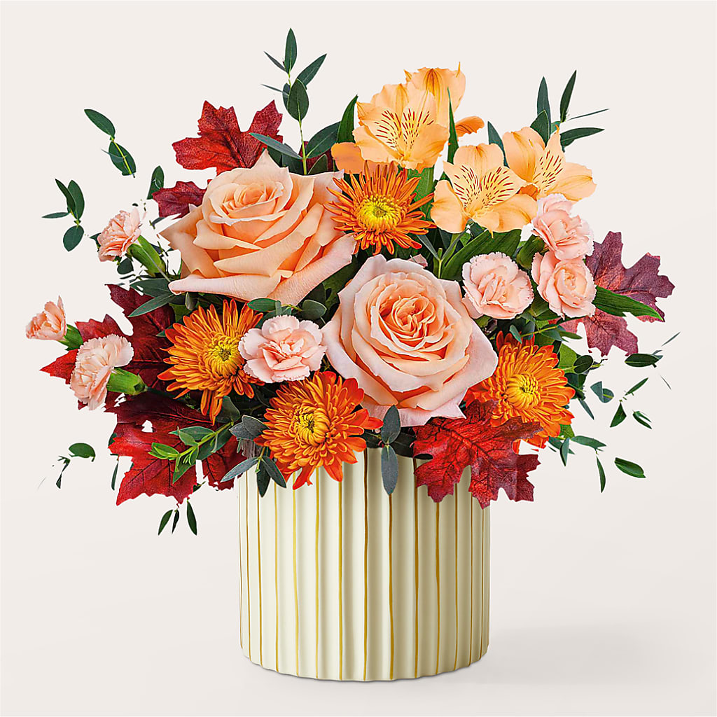 Spiced Latte Bouquet with Ivory Vase –  Twigs N Blooms, Gaylord MI