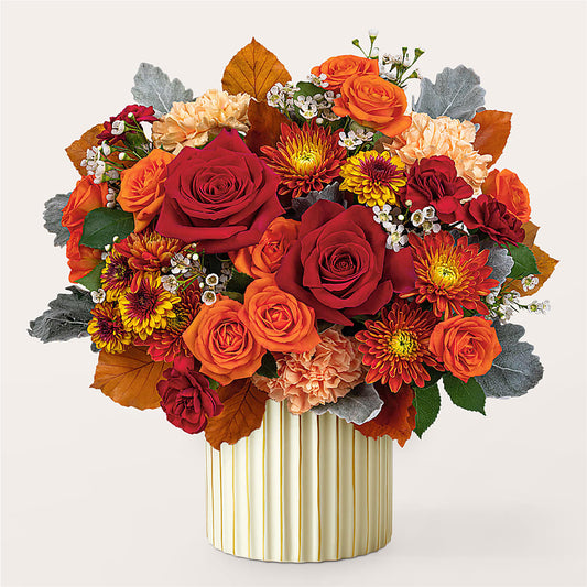 Merlot Bouquet with Ivory Vase –  Twigs N Blooms, Gaylord MI
