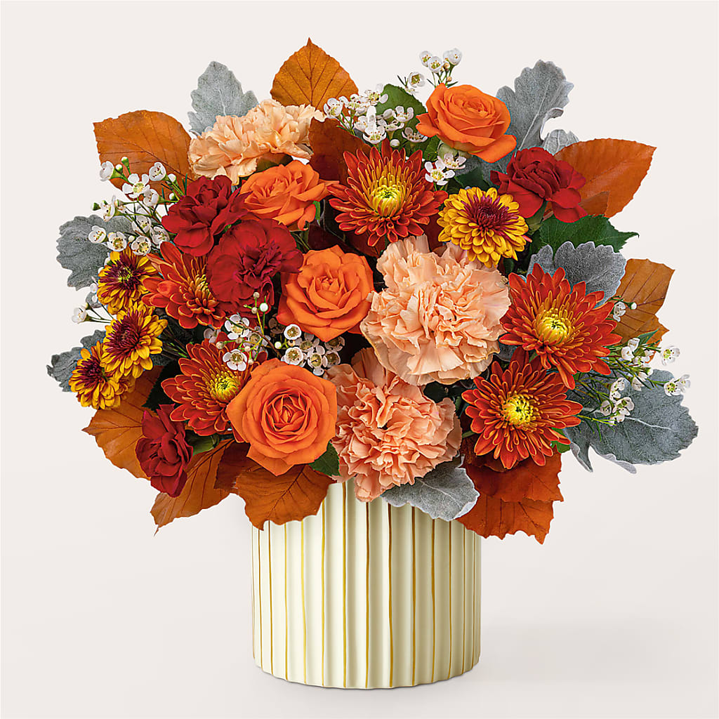 Merlot Bouquet with Ivory Vase –  Twigs N Blooms, Gaylord MI