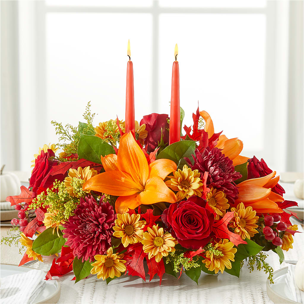 Autumn's Embrace Centerpiece –  Twigs N Blooms, Gaylord MI