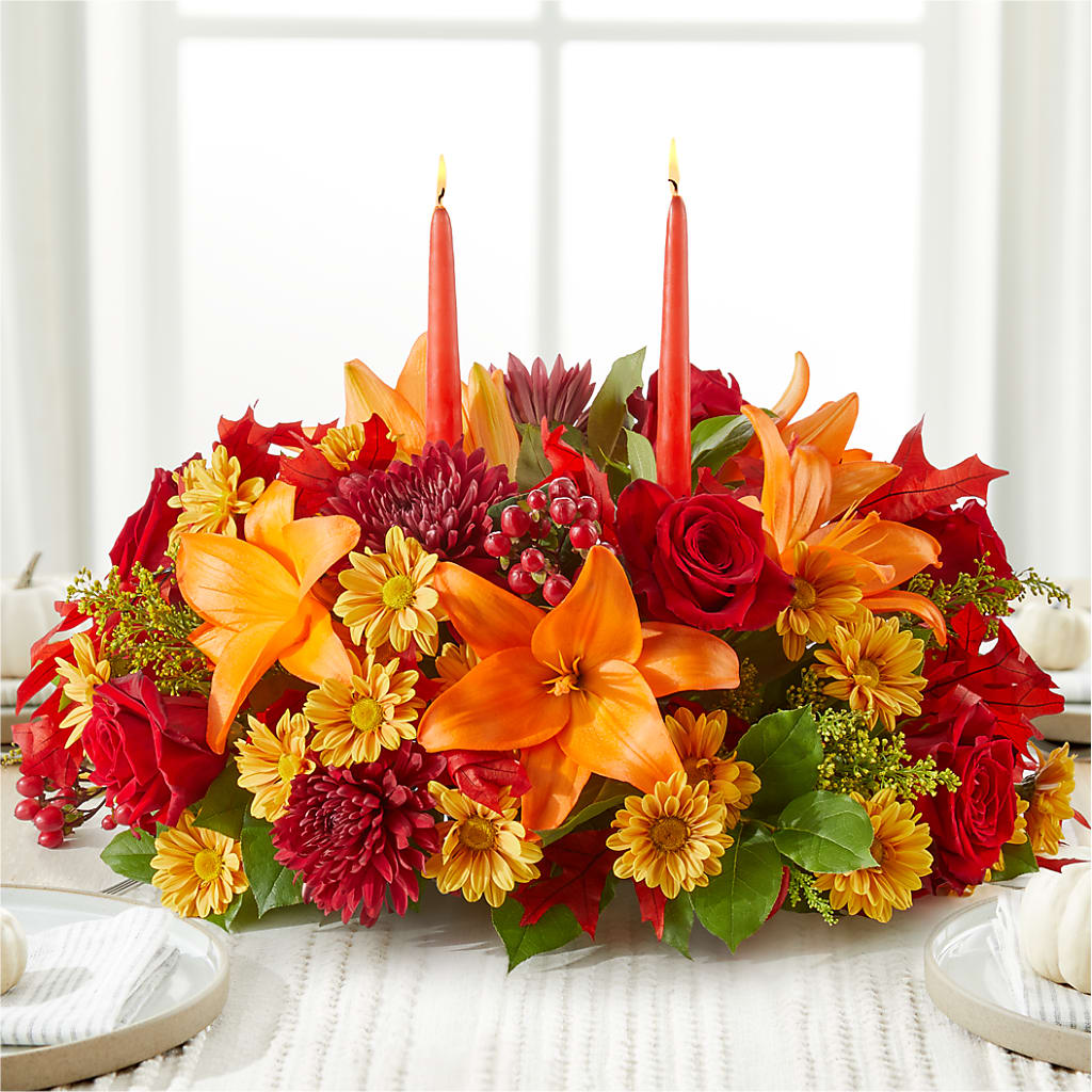 Autumn's Embrace Centerpiece –  Twigs N Blooms, Gaylord MI