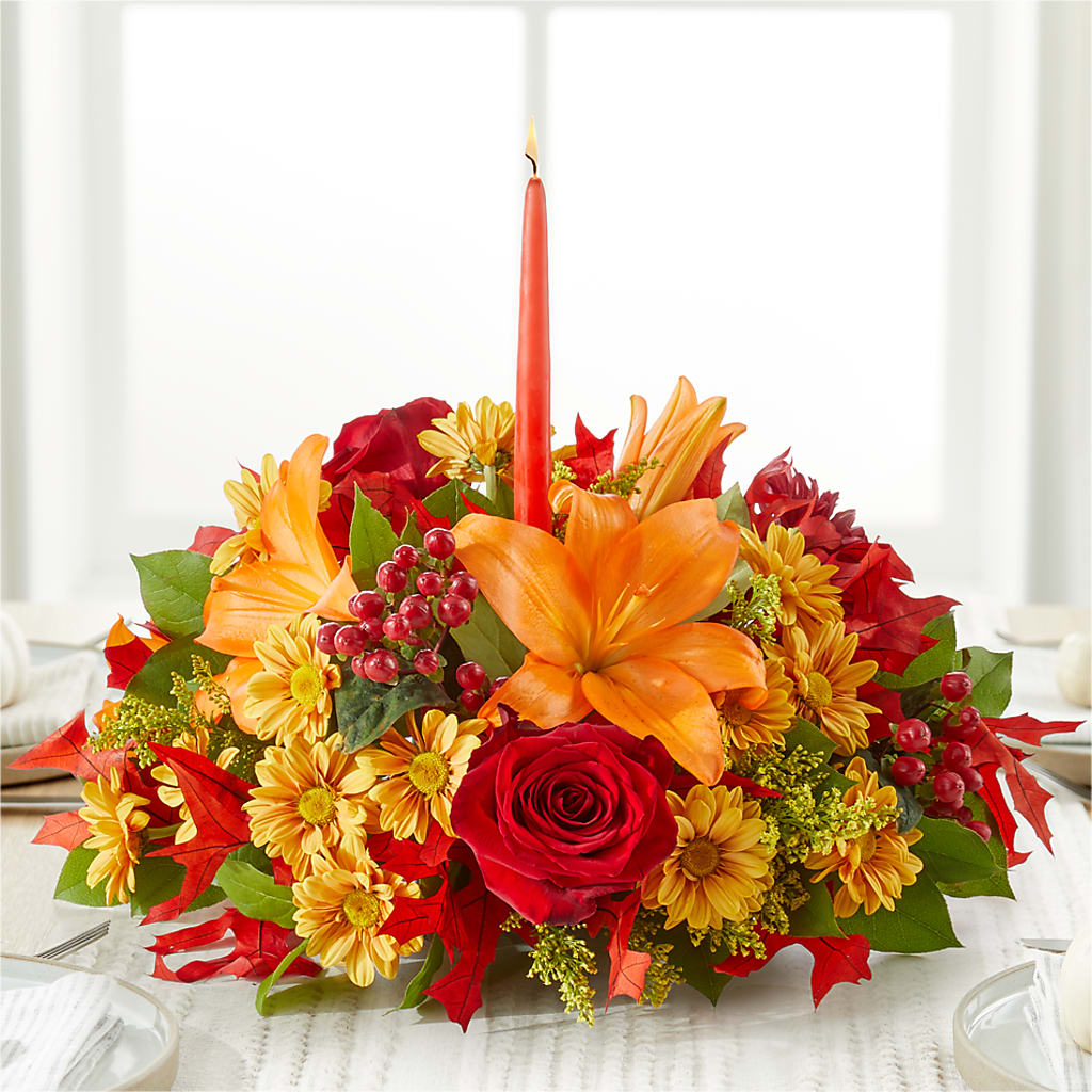 Autumn's Embrace Centerpiece –  Twigs N Blooms, Gaylord MI